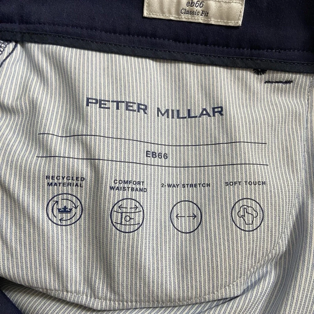 Peter Millar Pants Mens 34x32 Chino EB66 Classic Tapered Fit 5-Pocket Golf Blue